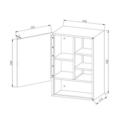 Milano Ss Cabinet  Model : E5070 Size : 500X150X700Mm - Made In China